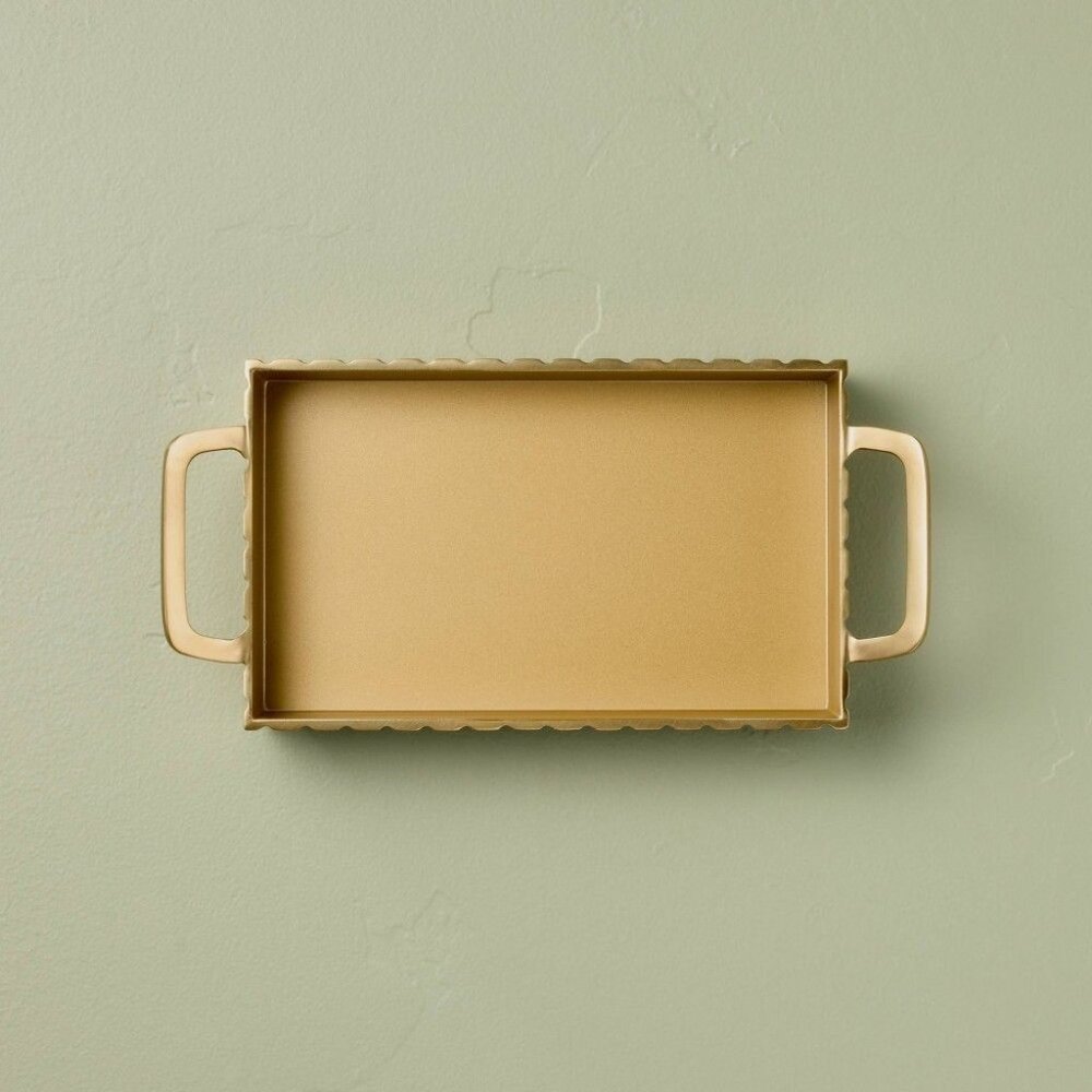 Modern Fluted‎ Metal Decor Tray Brass Finish - Hearth & Hand Magnolia, Target